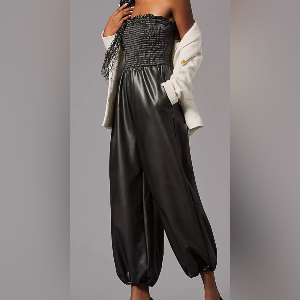 Anthropologie NWT Faux Leather Balloon Jumpsuit